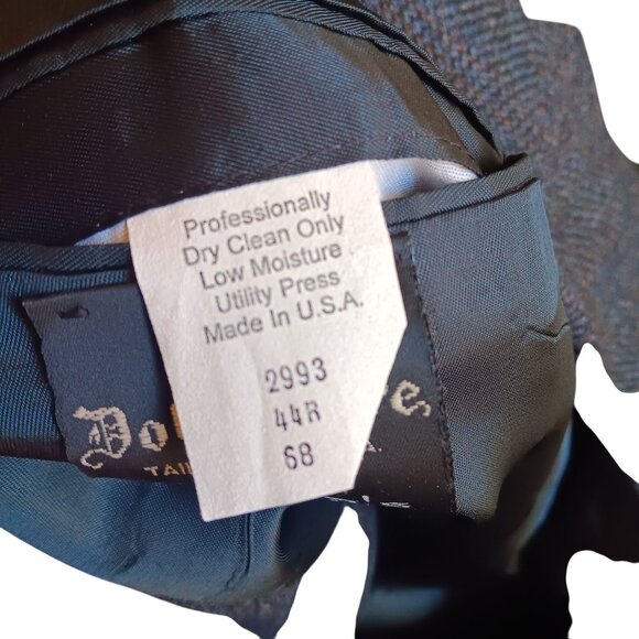 44R Vintage Mens Wool Blazer Suede Elbow Patches Dobbshire USA Herringbone 80's - Picture 9 of 9